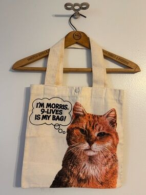 Vintage 1980s Morris 9-Lives Cat Canvas Tote Bag - Cream/Orange